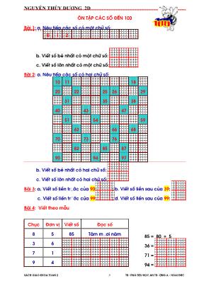 Bài tập ôn tập các số đến 100 Toán lớp 2 - Nguyễn Thùy Dương